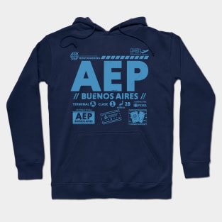 Vintage Buenos Aires AEP Airport Code Travel Day Retro Travel Tag Hoodie